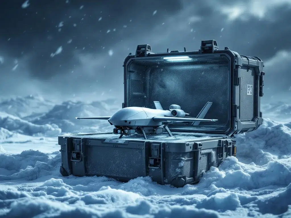 What requirements does arctic climate place on military drone storage?